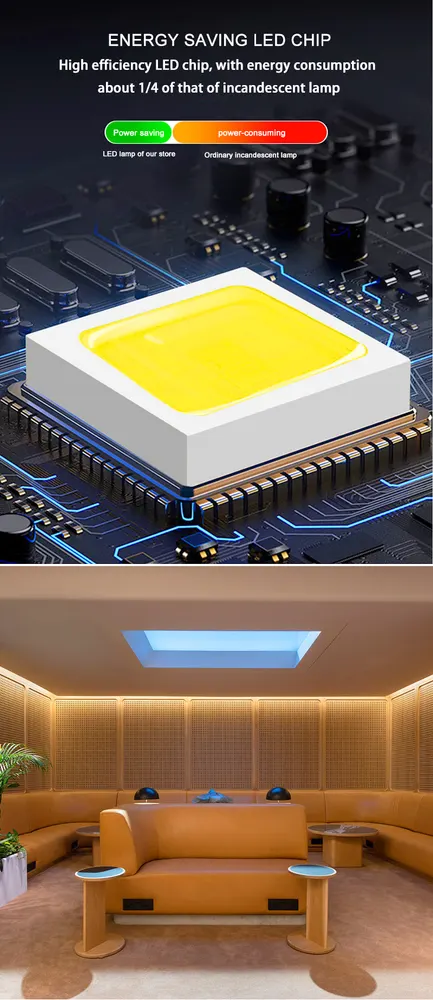 Smart Recessed Aluminum LED Sky Panel Light 600x600 Blue
