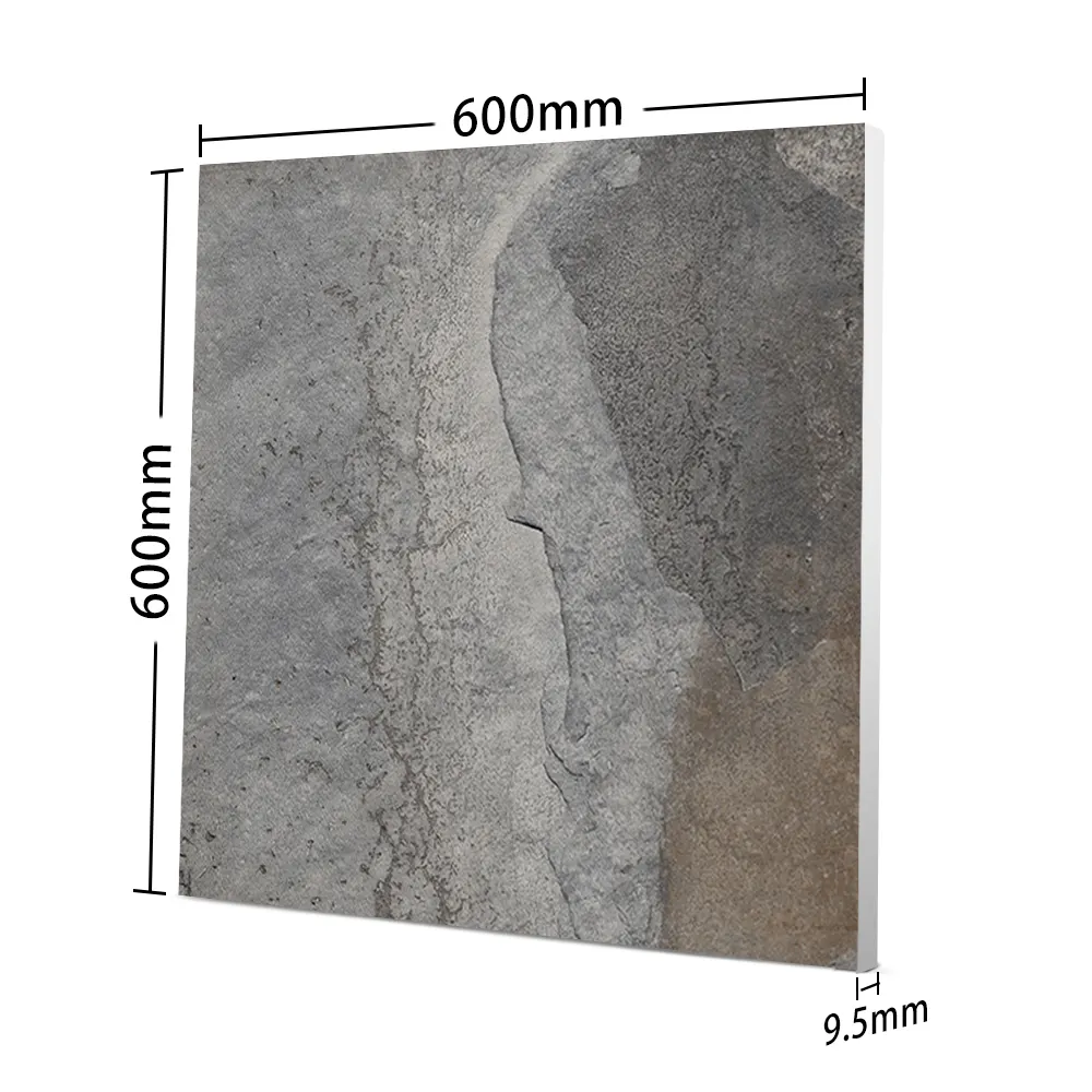 Non-Slip Concrete-Look Gray Matte Porcelain Floor Tile 600x600mm