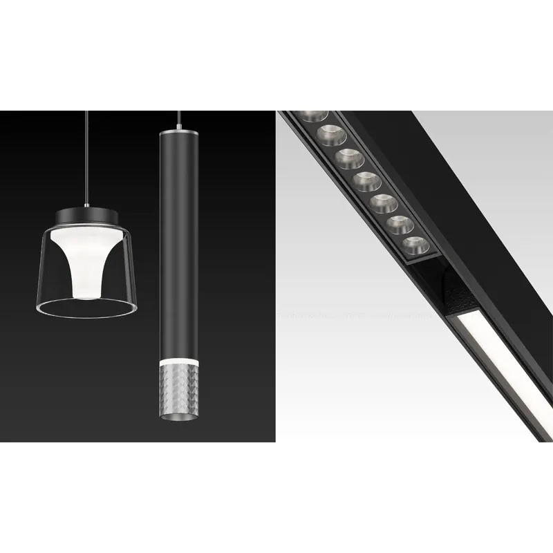 Adjustable Recessed Aluminum Magnetic LED Track Spotlight Black 48V For 2-Wire Track