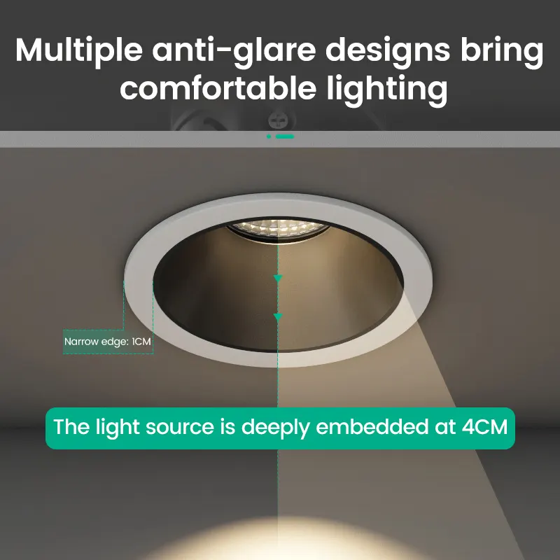 Anti-Glare Recessed Aluminum COB LED Downlight 7-12W