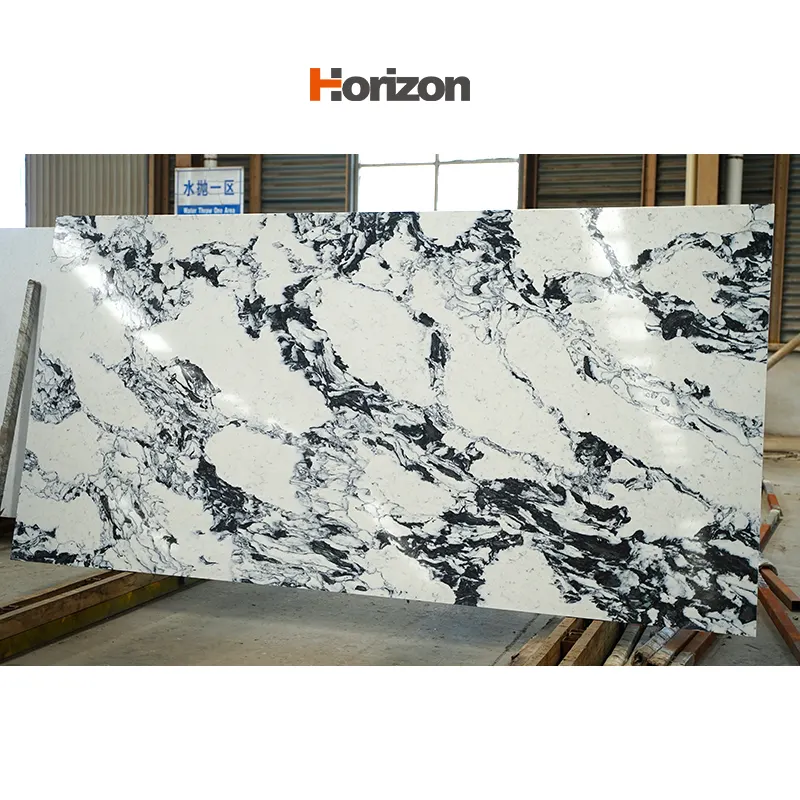 Black/White Engineered Quartz Slab 3200x1600mm