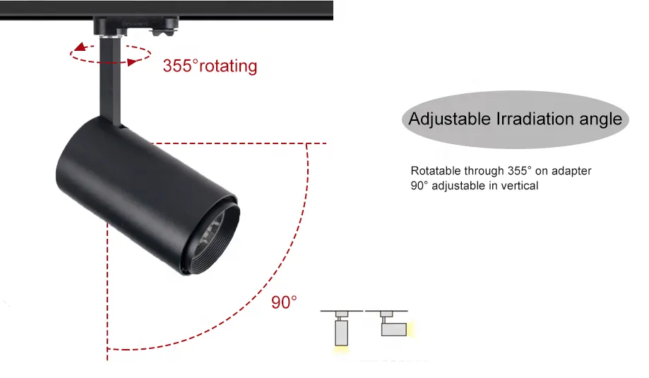 Adjustable Dimmable Aluminum LED Track Spotlight White 10-30W