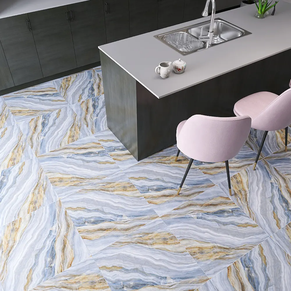 Stone-Look Polished Porcelain Floor Tile 600x600mm
