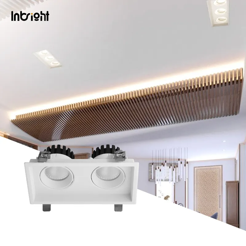 Recessed Rectangular Aluminum COB LED Grille Spotlight White/Black 10-25W