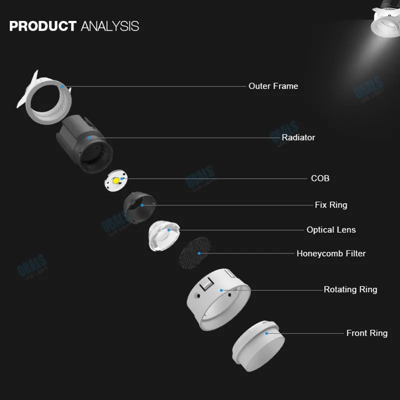 Adjustable Dimmable Recessed COB LED Downlight 7/35W IP20/IP44