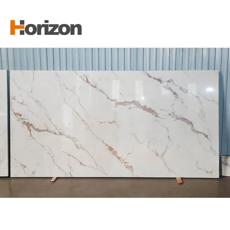 3D-Printed Marble-Look White Engineered Quartz Slab