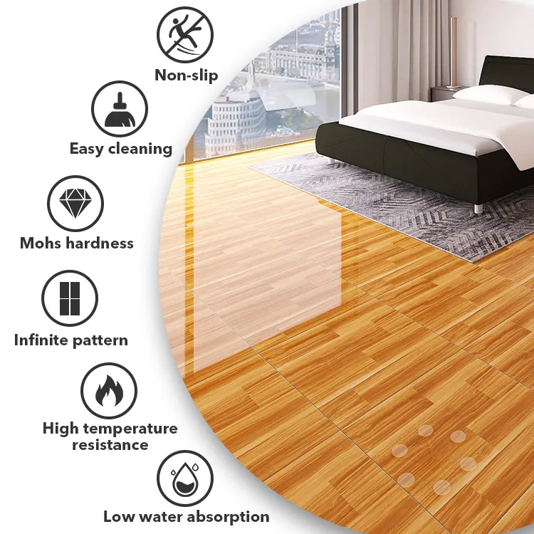 Wood-Look Glazed Porcelain Floor Tile 600x600mm