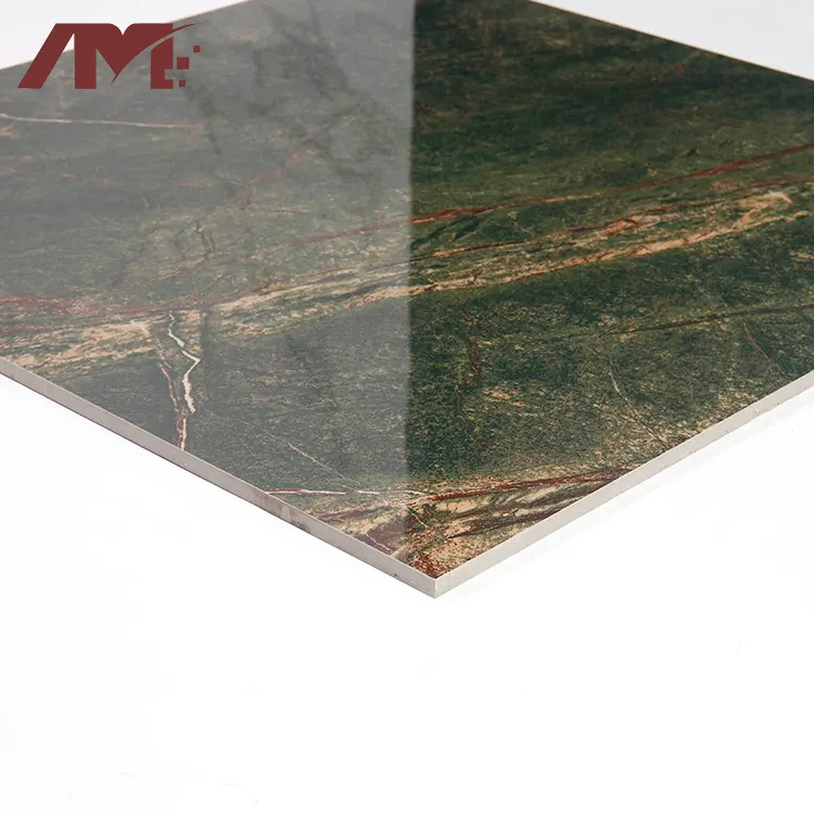 Marble-Look Green Polished Porcelain Floor Tile 600x600mm