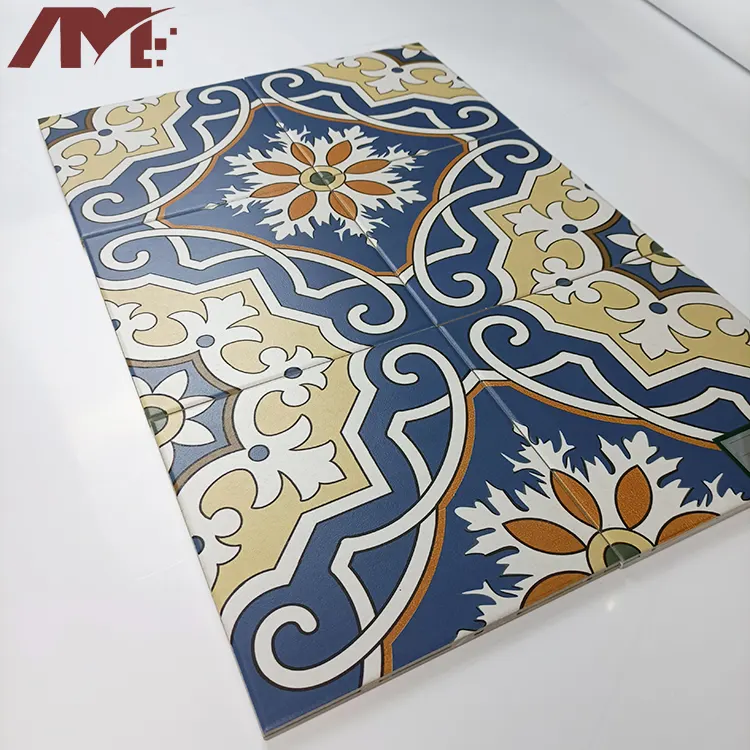Floral-Pattern Glossy Porcelain Wall Tile 200x200mm