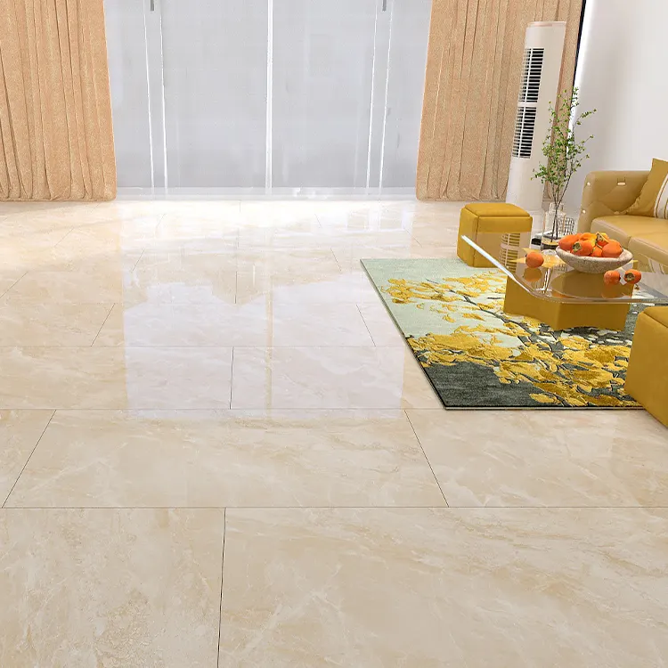 Stone-Look Beige Polished Porcelain Wall And Floor Tile 750x1500mm