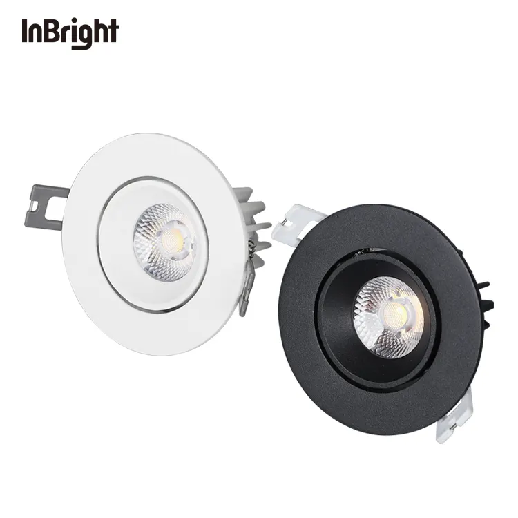 Adjustable Dimmable Recessed COB LED Downlight Black/White 8W