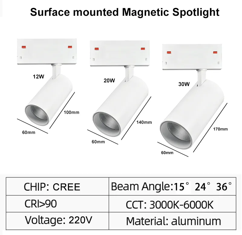 Smart Dimmable Aluminum Magnetic LED Track Spotlight 7W