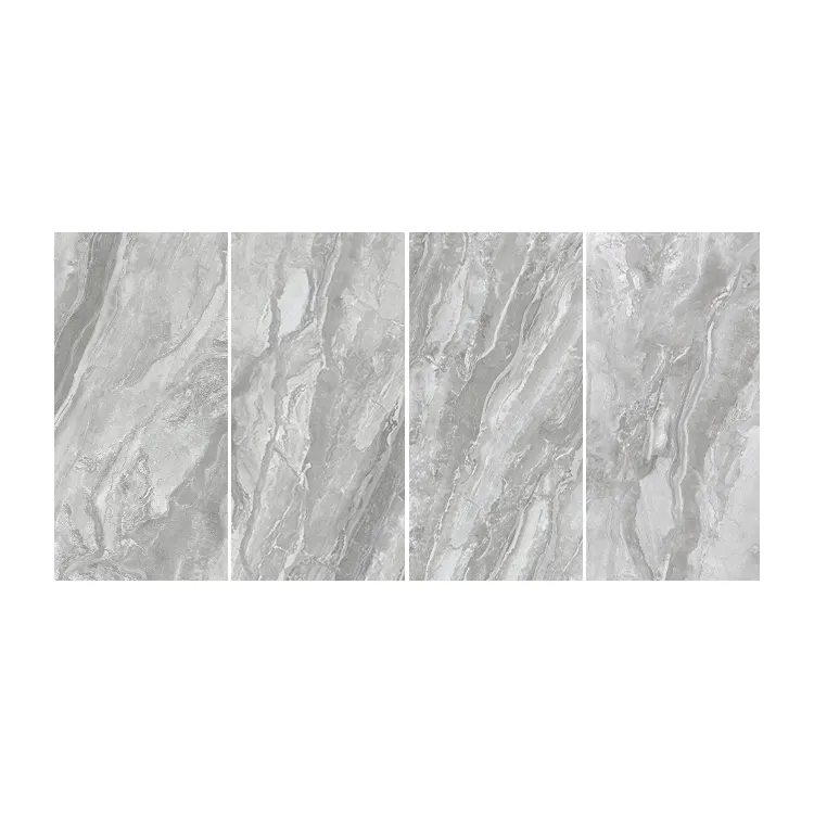 Non-Slip Stone-Look Gray Polished Porcelain Floor Tile 750x1500mm
