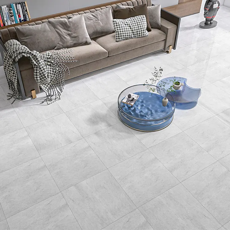 Non-Slip Stone-Look Gray Polished Porcelain Floor Tile 600x600mm
