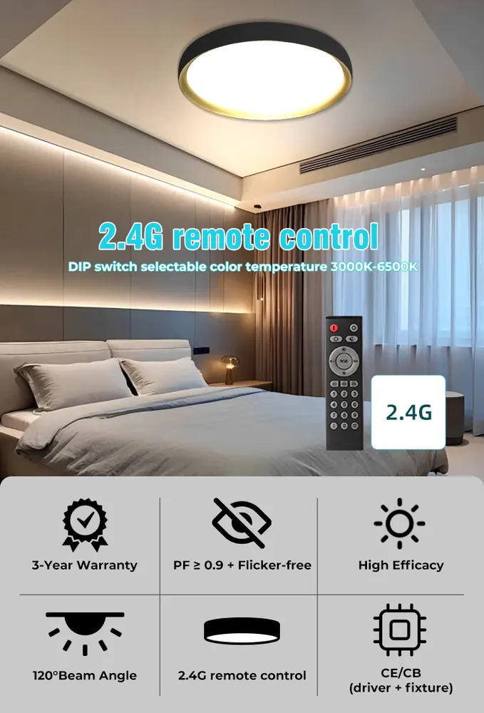 Dimmable LED Ceiling Light 40W 220V IP66 3CCT Selectable