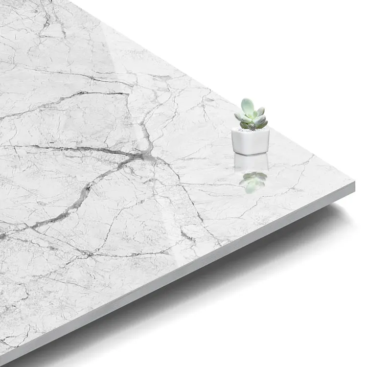 Marble-Look White Polished Porcelain Wall And Floor Tile 600x600mm