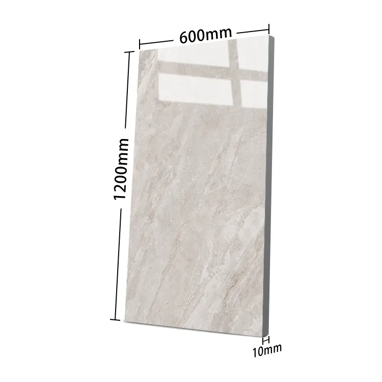 Marble-Look Dark Gray Glossy Porcelain Wall And Floor Tile 600x1200mm