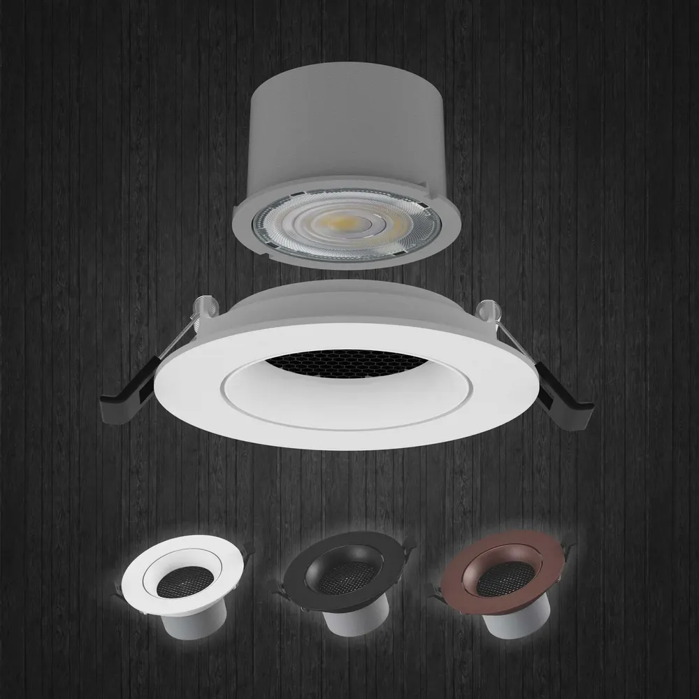 Adjustable Dimmable Round LED Downlight 9/15W 50-90m