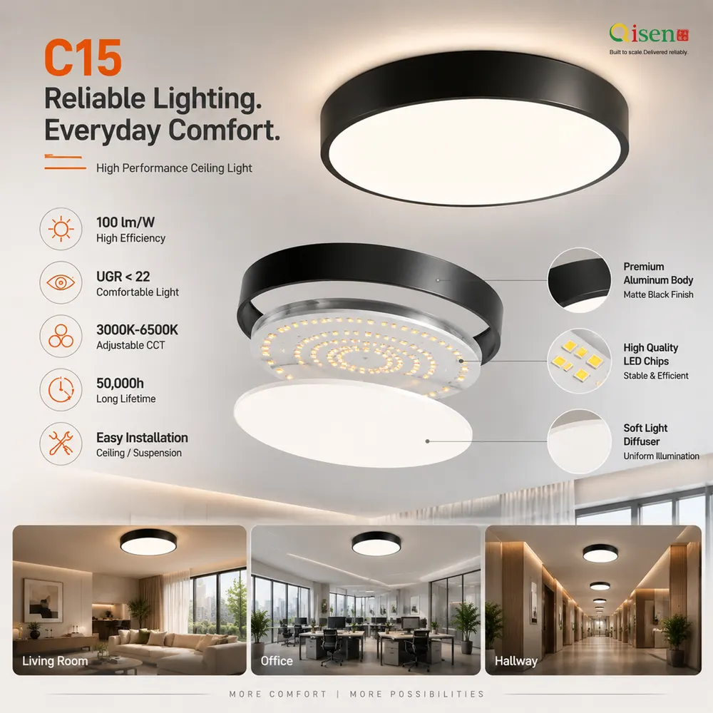 Slim Aluminum LED Ceiling Light White/Black/Gold 40-60W