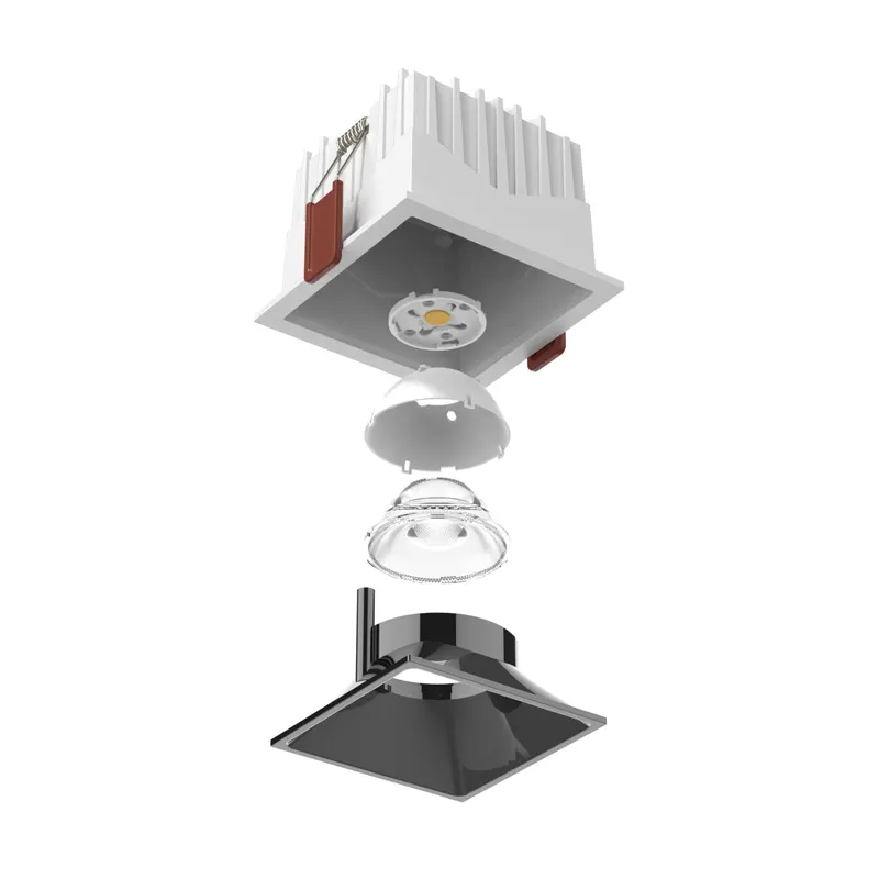 Recessed/Surface-Mounted Square Aluminum LED Downlight Black/White 10/12W 90mm