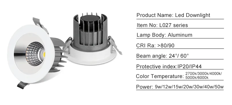 Anti-Glare Smart Dimmable DALI LED Downlight 9-50W 4in/6in/8in 2700-6000K