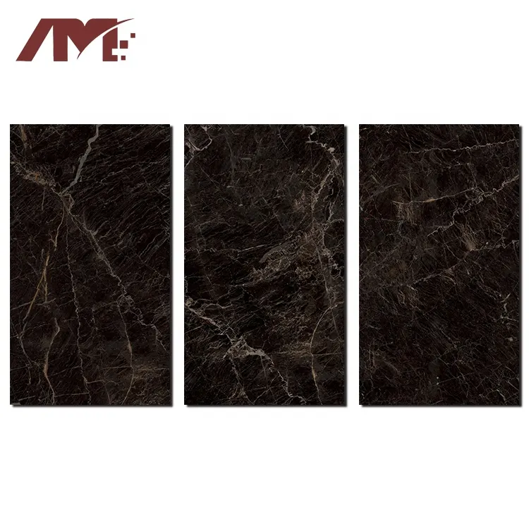 Marble-Look Black Polished Porcelain Floor Tile 800x1400mm