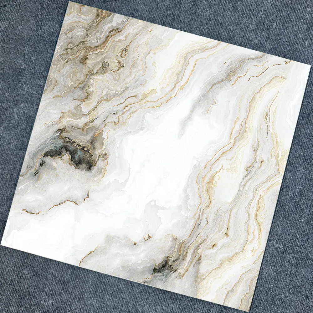 Stone-Look Gold Polished Porcelain Wall Tile 600x600mm