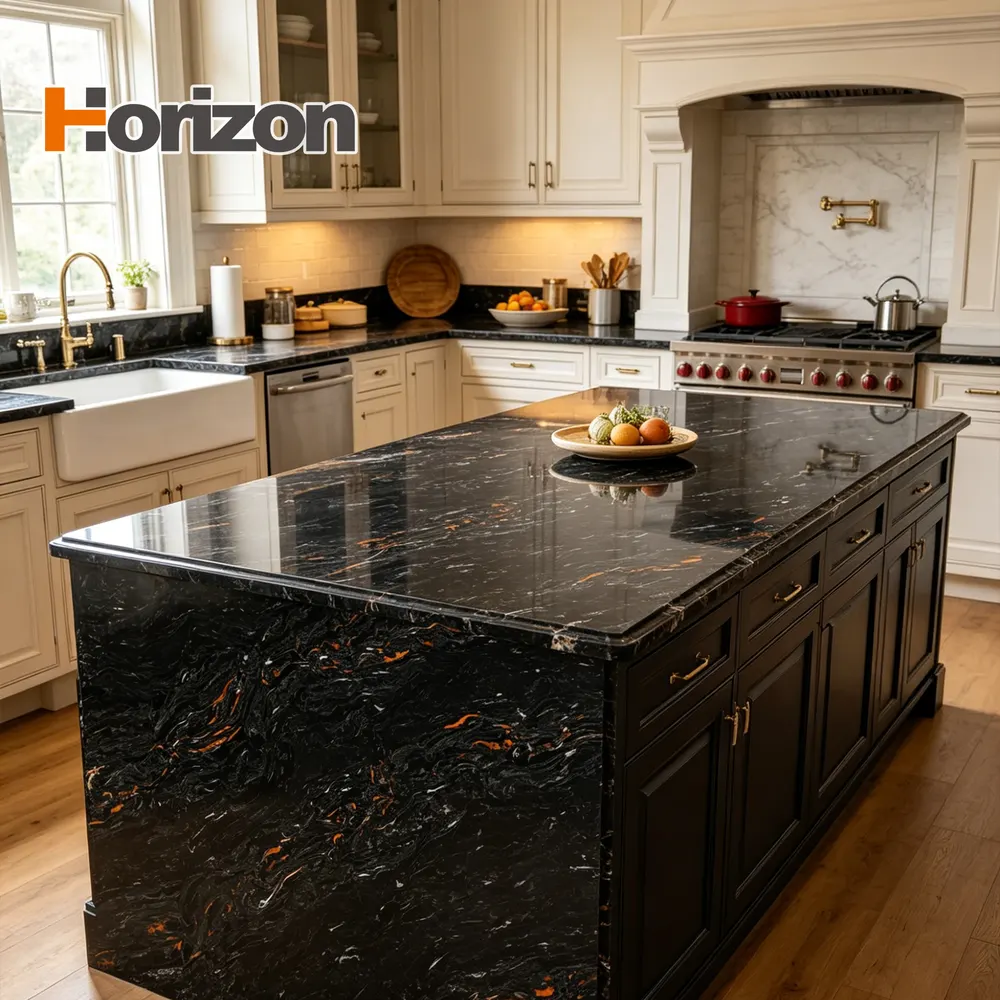 Black Engineered Quartz Slab 3200x1600mm