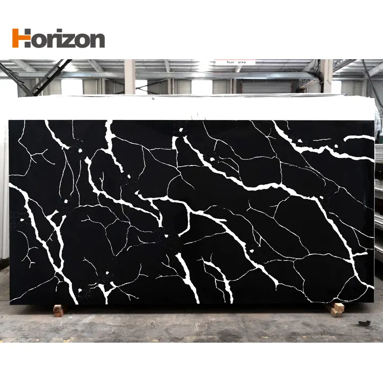 Calacatta White/Black Engineered Quartz Slab 3200x1600mm product sample