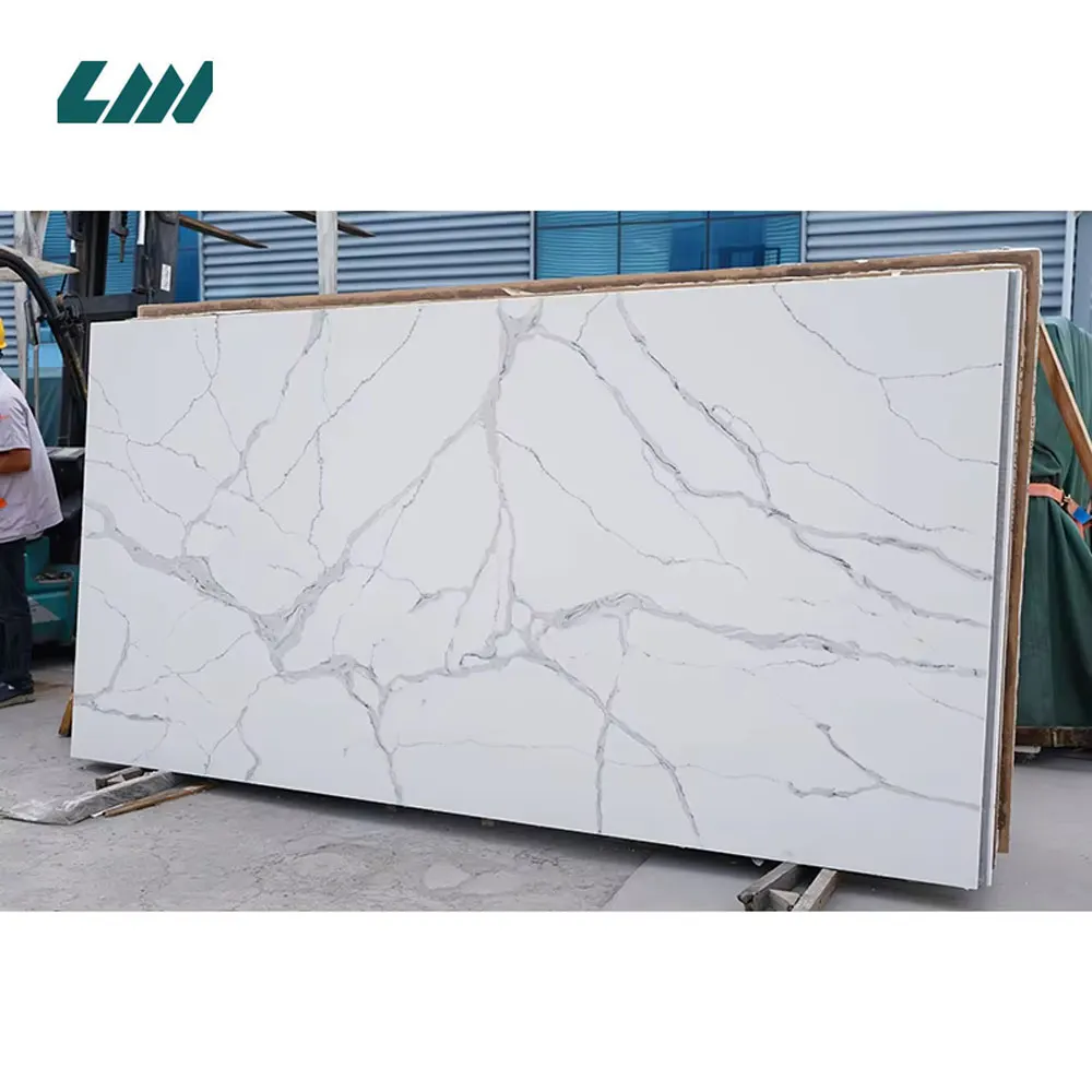 Calacatta White Engineered Quartz Slab 3200x1600mm