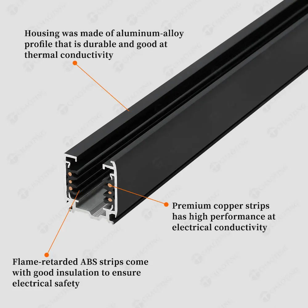 Aluminum 6-Wire Lighting Track Rail