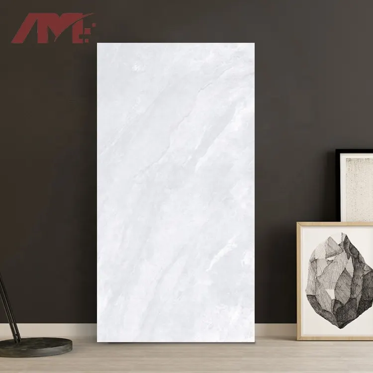 Non-Slip Beige/White Polished Ceramic Wall And Floor Tile 400x800mm