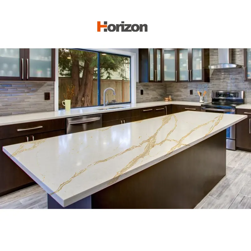 Calacatta Polished Engineered Quartz Slab 3200x1600mm