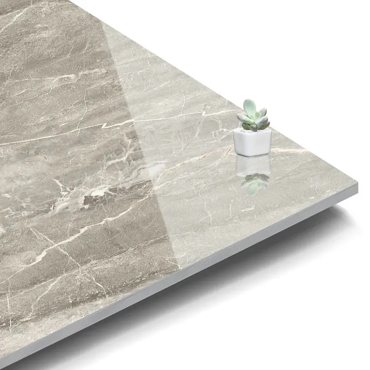 Stone-Look Gray Glossy Porcelain Floor Tile 600x600mm