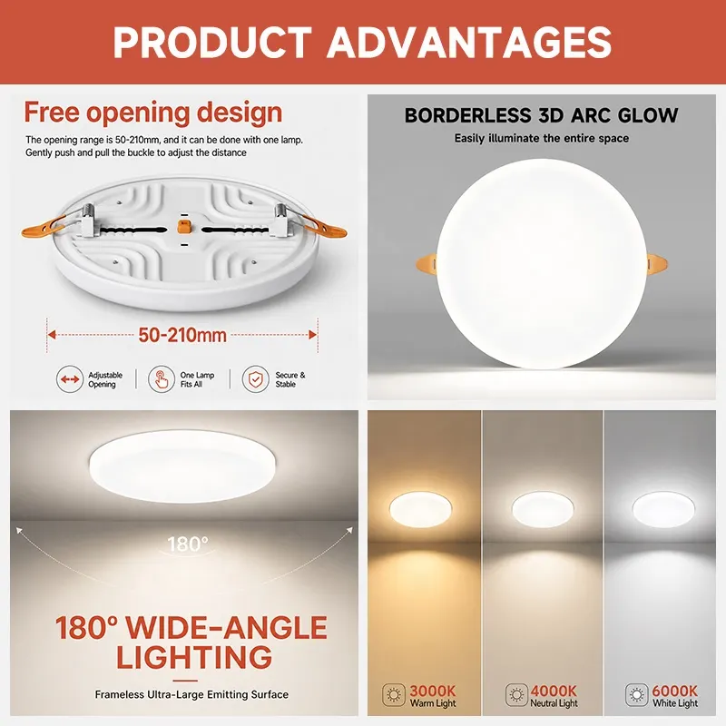 Adjustable Slim Trimless Recessed LED Downlight 9-36W product sample