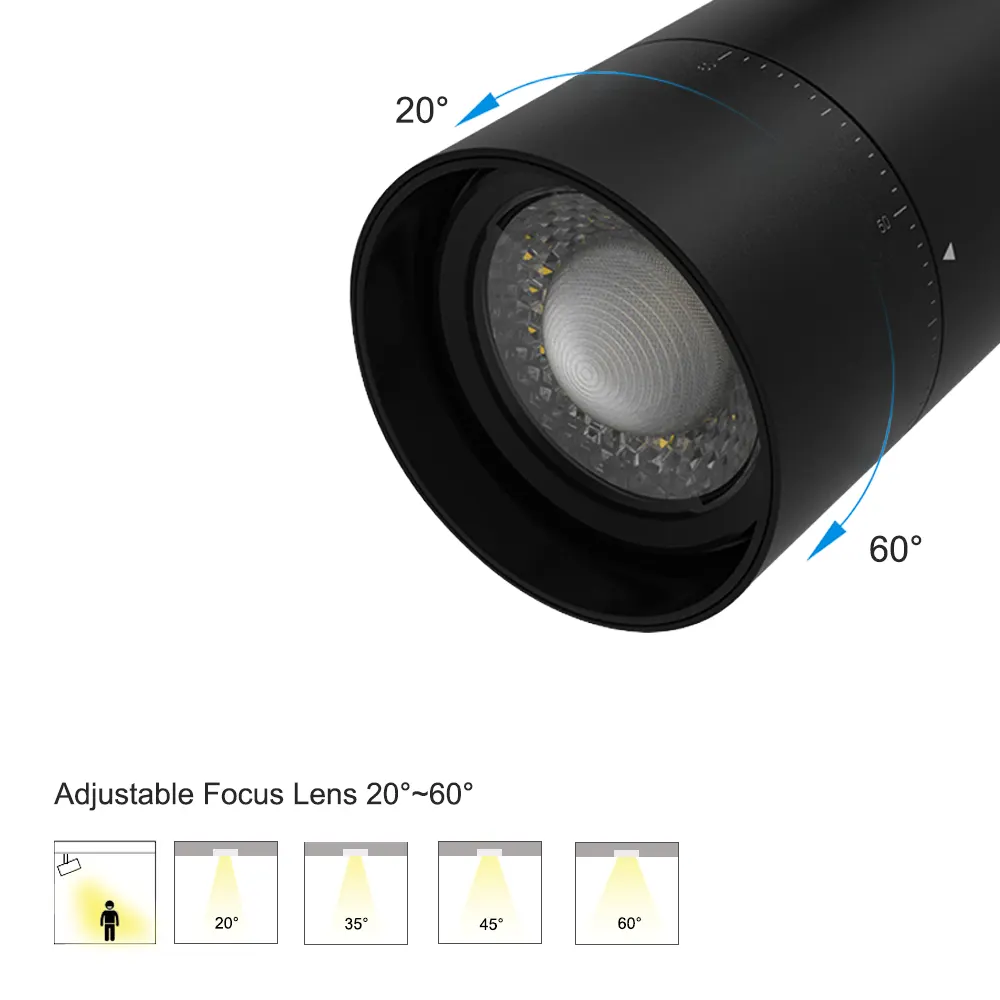 Surface-Mounted Aluminum COB LED Track Spotlight 20-38W