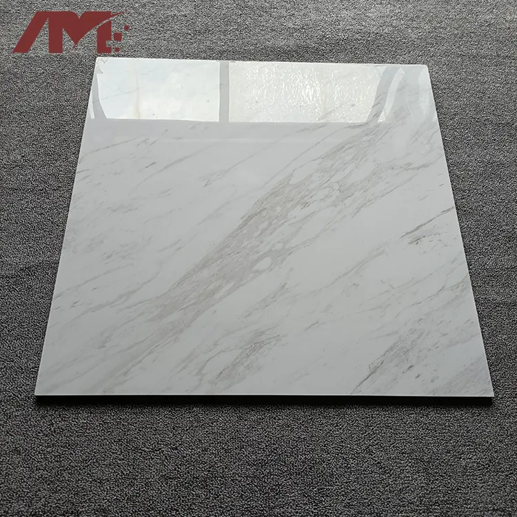 Marble-Look White Glazed Porcelain Floor Tile 600x600mm