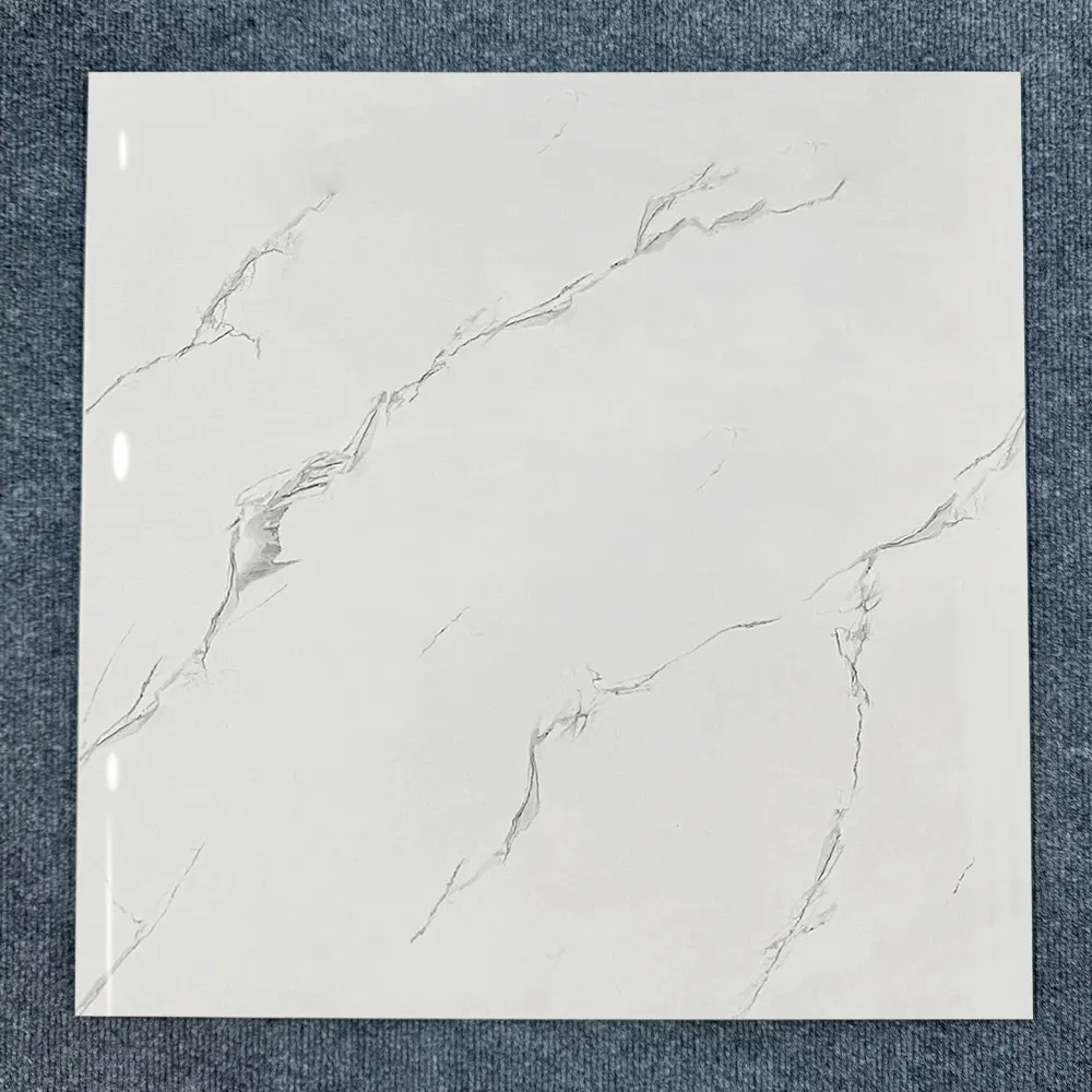 Carrara White Polished Porcelain Floor Tile 600x600mm