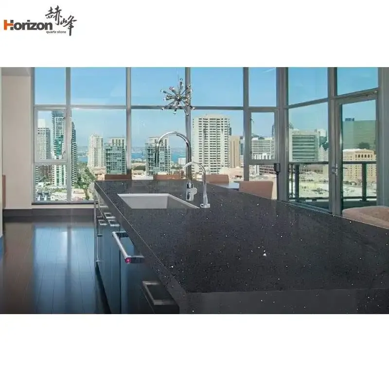 Black Engineered Quartz Slab 3200x1600mm
