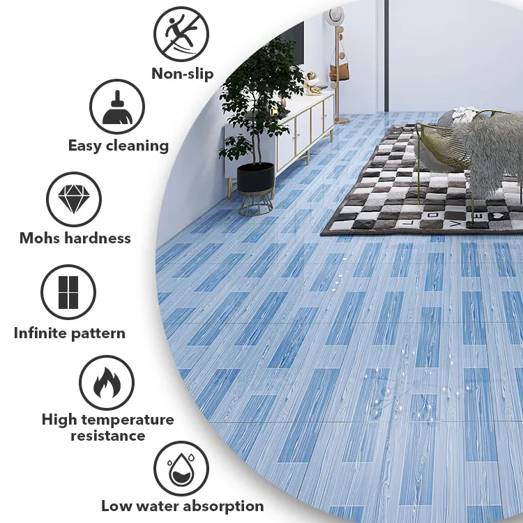 Non-Slip Wood-Look Polished Porcelain Floor Tile 600x600mm