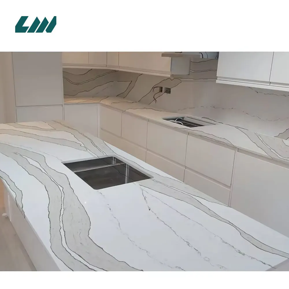Jade-Look White Engineered Quartz Slab 3200x1600mm
