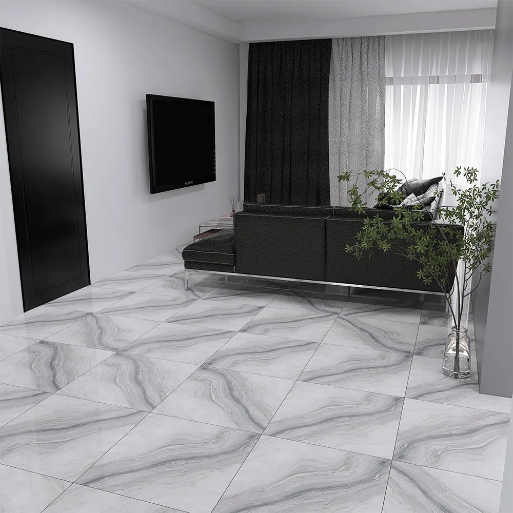 Stone-Look Polished Porcelain Floor Tile 600x600mm