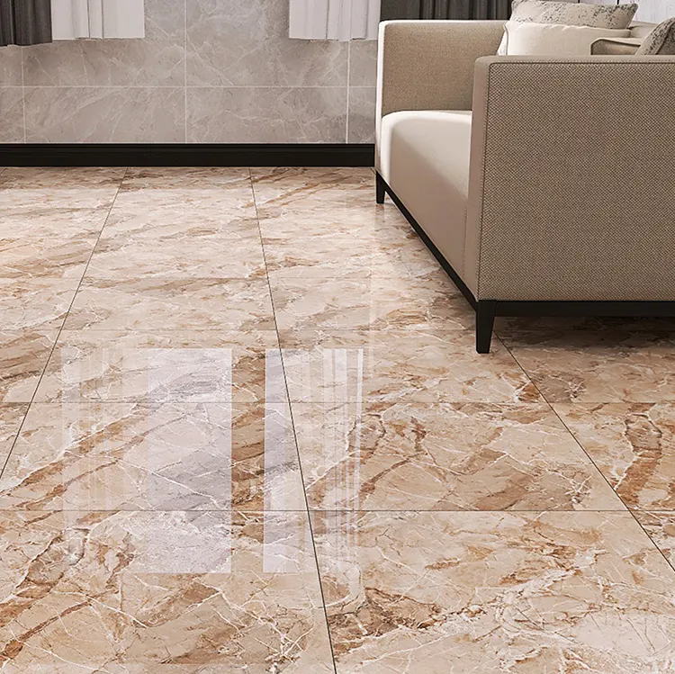Marble-Look Polished Porcelain Floor Tile 600x600mm