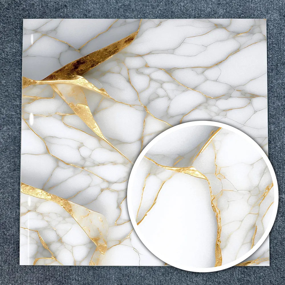 Marble-Look Gold Porcelain Floor Tile 600x600mm