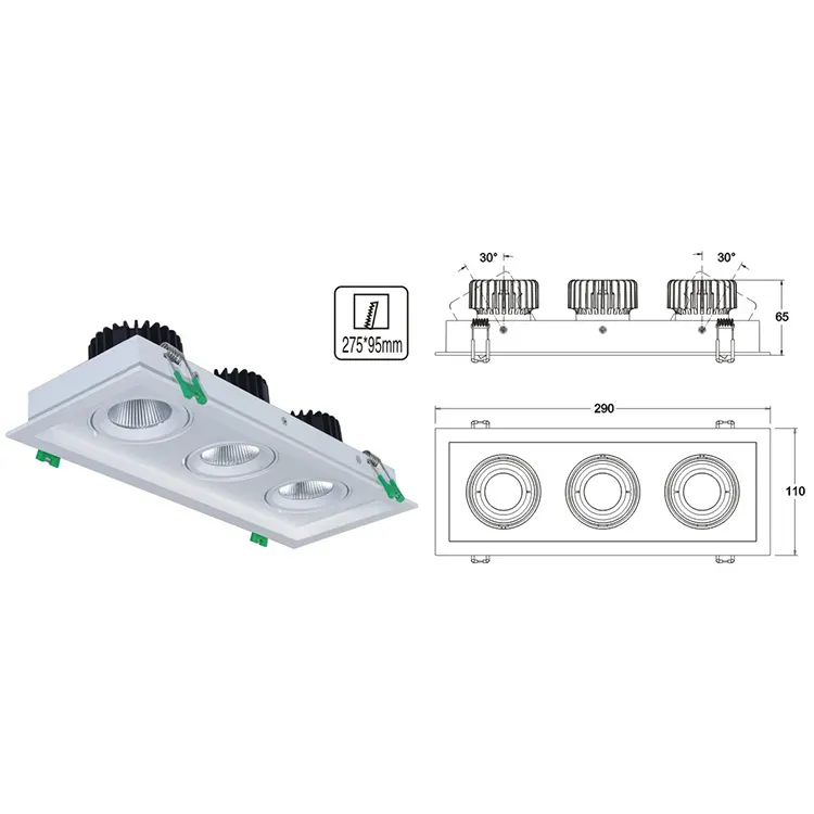 Recessed Square Aluminum COB LED Downlight 12W