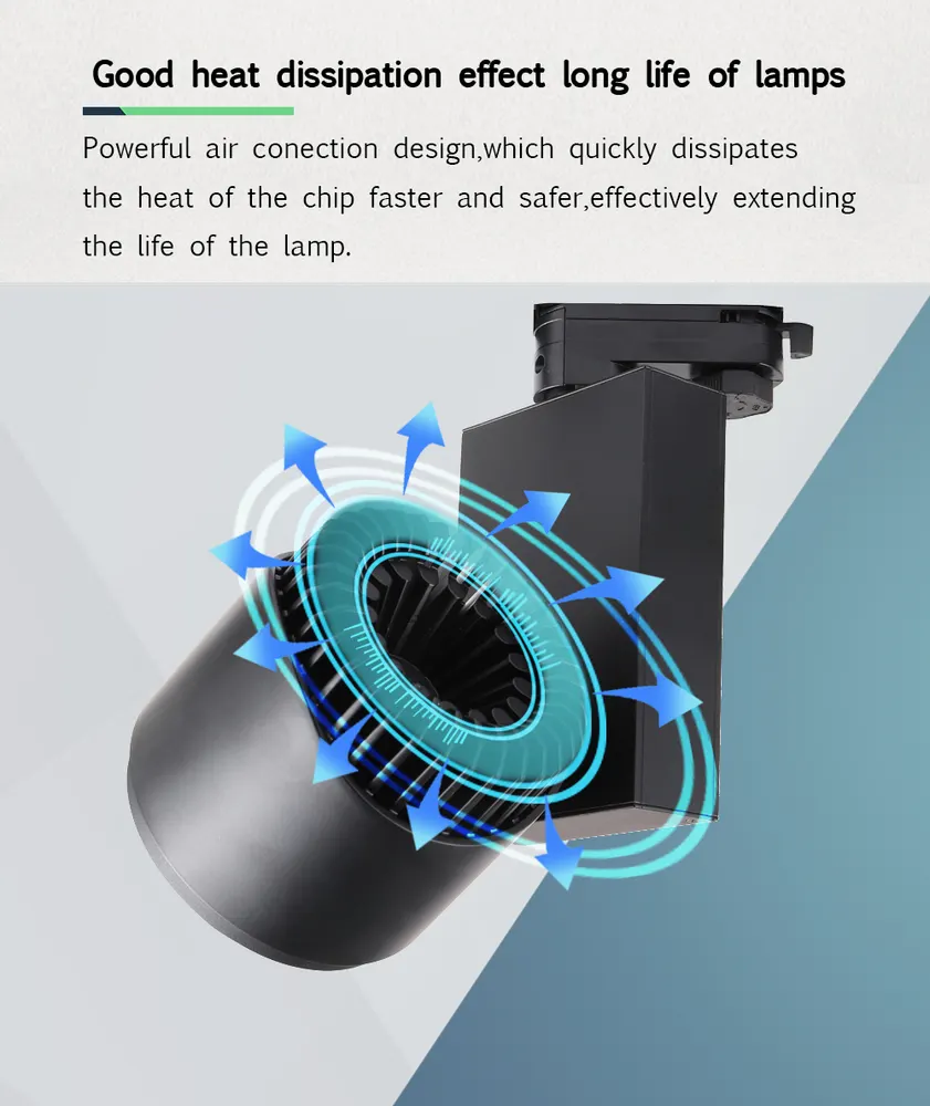 Dimmable Aluminum LED Track Spotlight 20-50W For 4-Wire Track