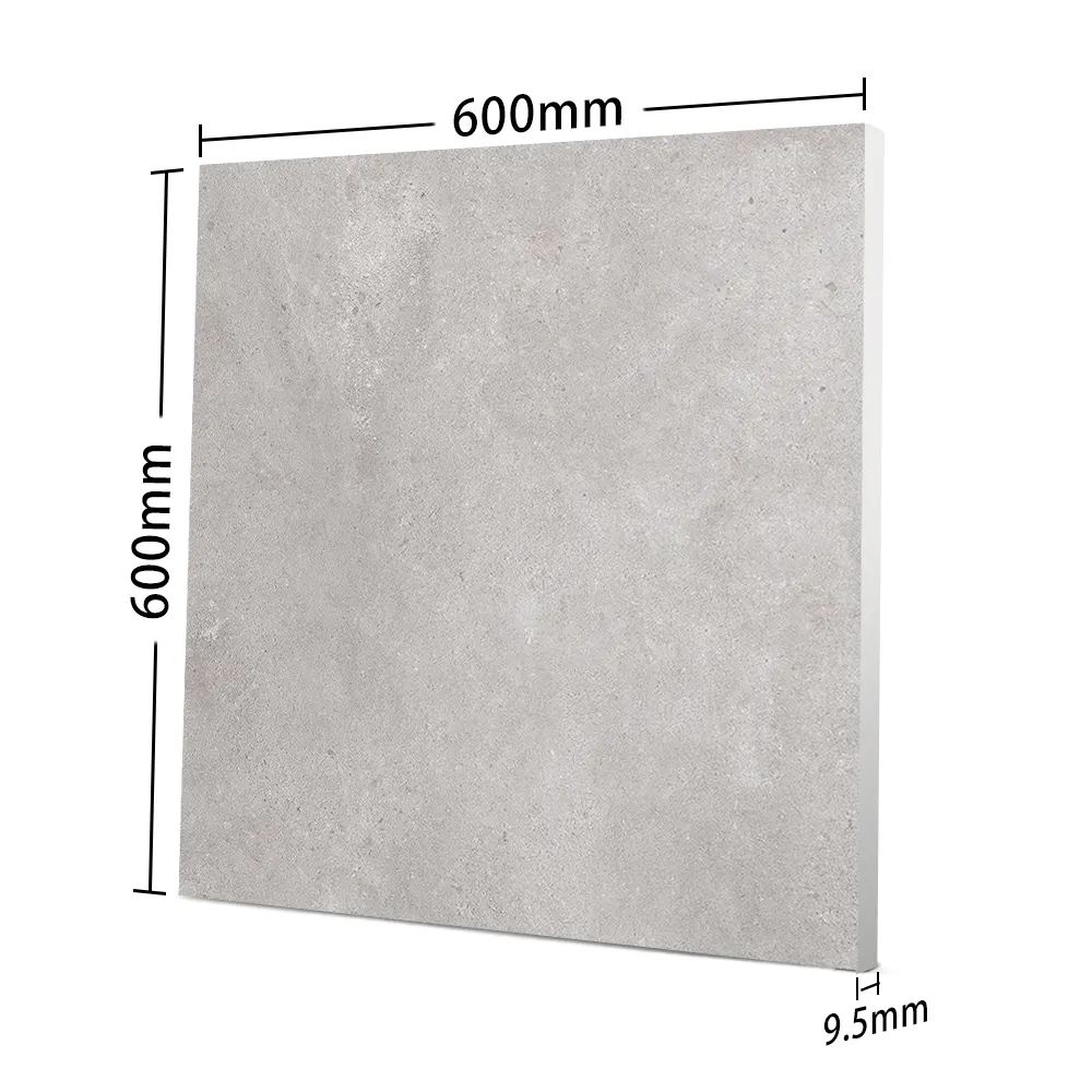Non-Slip Concrete-Look Gray Matte Porcelain Floor Tile 600x600mm