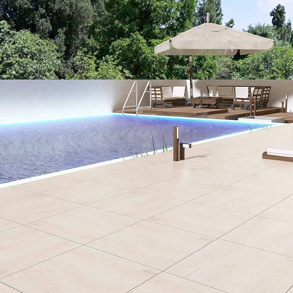 Non-Slip Wood-Look Porcelain Outdoor Tile 600x600mm