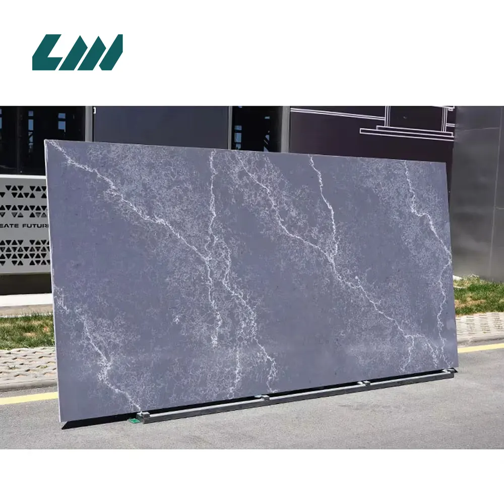 Jade-Look Black Engineered Quartz Slab 3200x1600mm