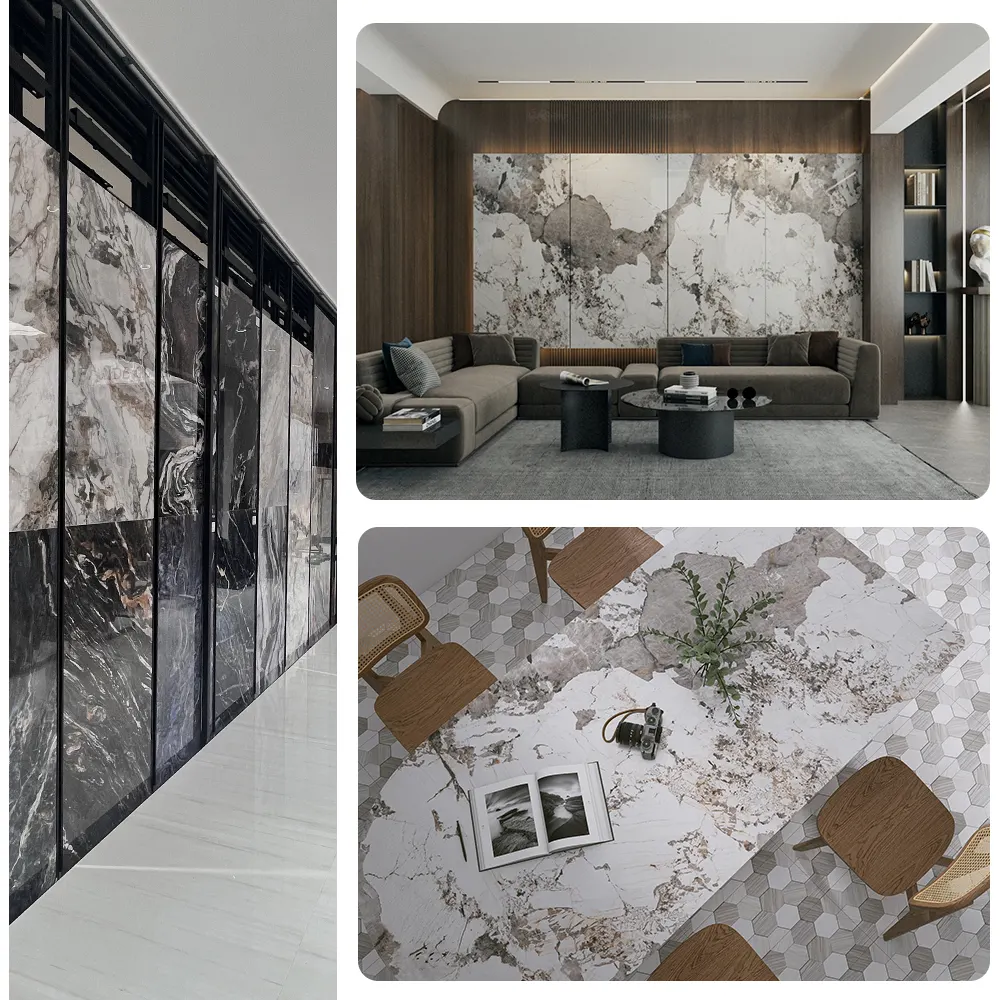 Marble-Look Glossy Sintered Stone Slab 900x1800mm